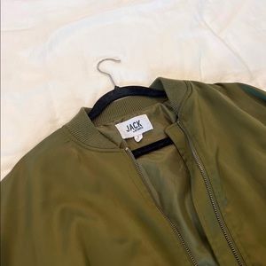 Green silk bomber